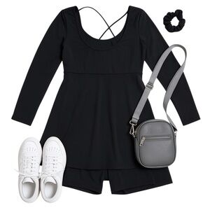 HALARA Elegant Black Long Sleeve Dress